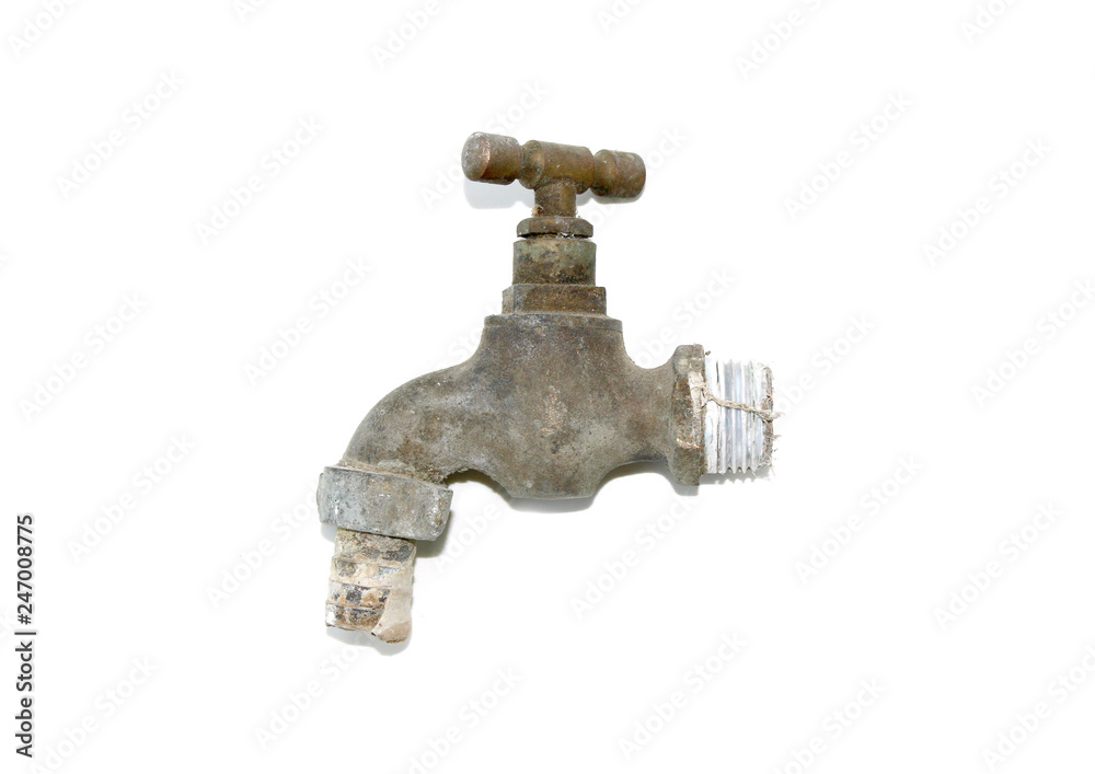Rusty faucet; Isolated on white background. Rusty faucet; Isolated on white background.