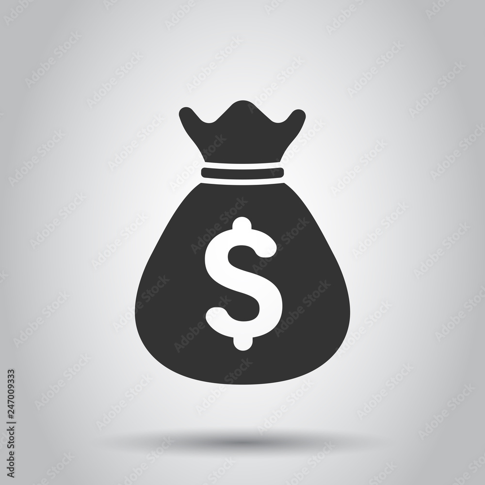 Money bag vector icon in flat style. Moneybag with dollar sign illustration on white background. Money cash sack concept. Money bag vector icon in flat style. Moneybag with dollar sign illustration on white background. Money cash sack concept.