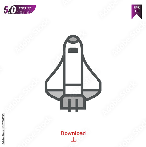 Outline space_shuttle icon isolated on white background. Line pictogram. Graphic design, mobile application, logo, user interface. Editable stroke. EPS10 format vector illustration