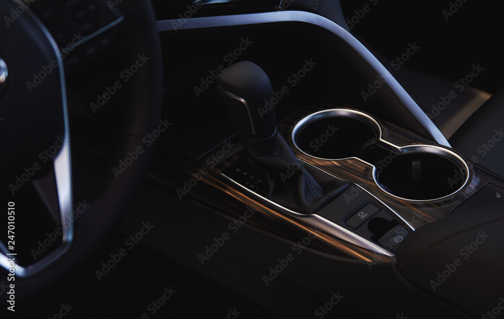 automatic transmission shift selector in the car interior automatic transmission shift selector in the car interior