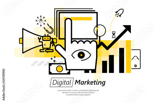 Vector banner design of digital marketing concept.