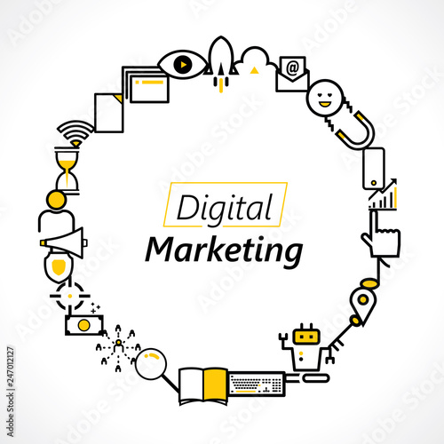 Vector background design of digital marketing concept.