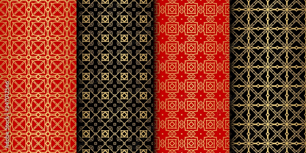 Set Of Geometric Ornament. Seamless Vector Pattern. Interior Decoration, Wallpaper, Invitation, Fashion Design. Set Of Geometric Ornament. Seamless Vector Pattern. Interior Decoration, Wallpaper, Invitation, Fashion Design.
