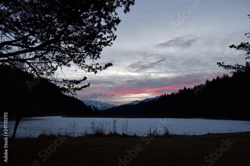 View of Adamello from Pian Gembro, Aprica, at the sunrise