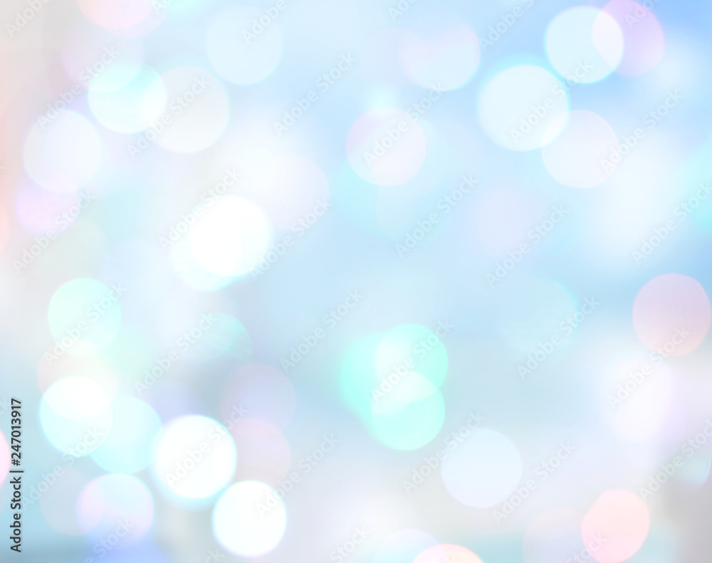 Blue blurred lights abstract bokeh abckground.