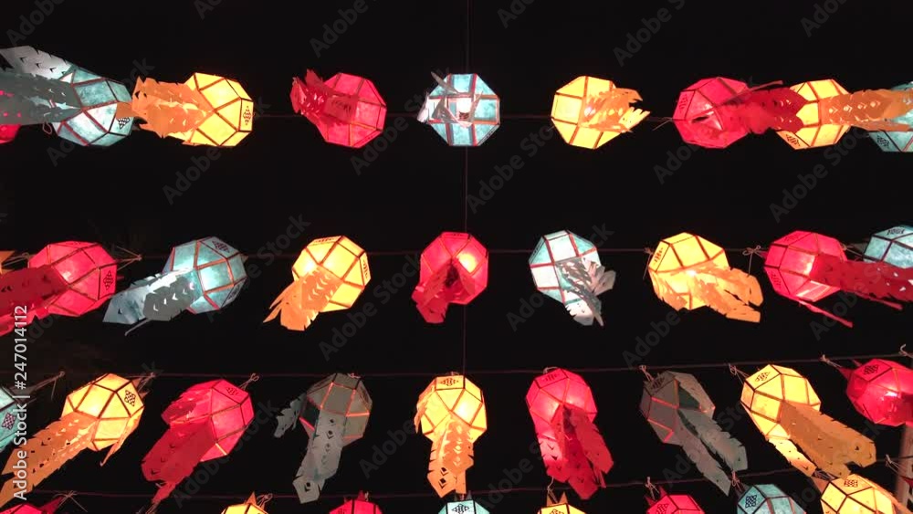 Light papaer lanterns festival decoration tunnel of Thailand