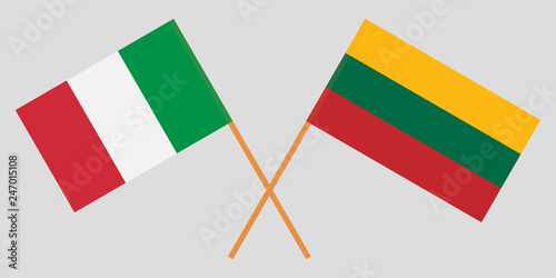 Italy and Lithuania. The IItalian and Lithuanian flags. Official colors. Correct proportion. Vector photo