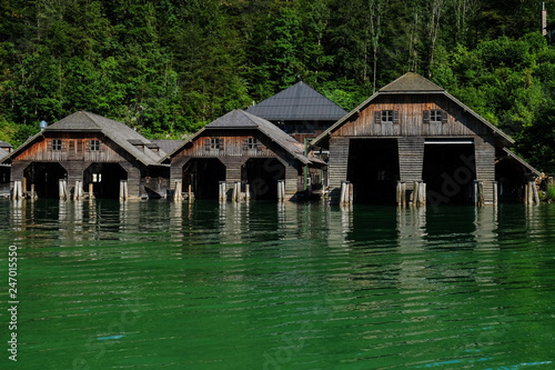 Boathouses on the Königssee bavaria germany