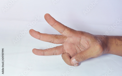Hand on the white background