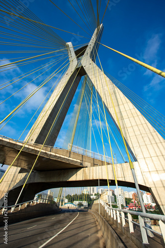 Modern architecture. Modern bridges. Linking two different points. Cable-stayed bridge in the world, Sao Paulo Brazil, South America. 