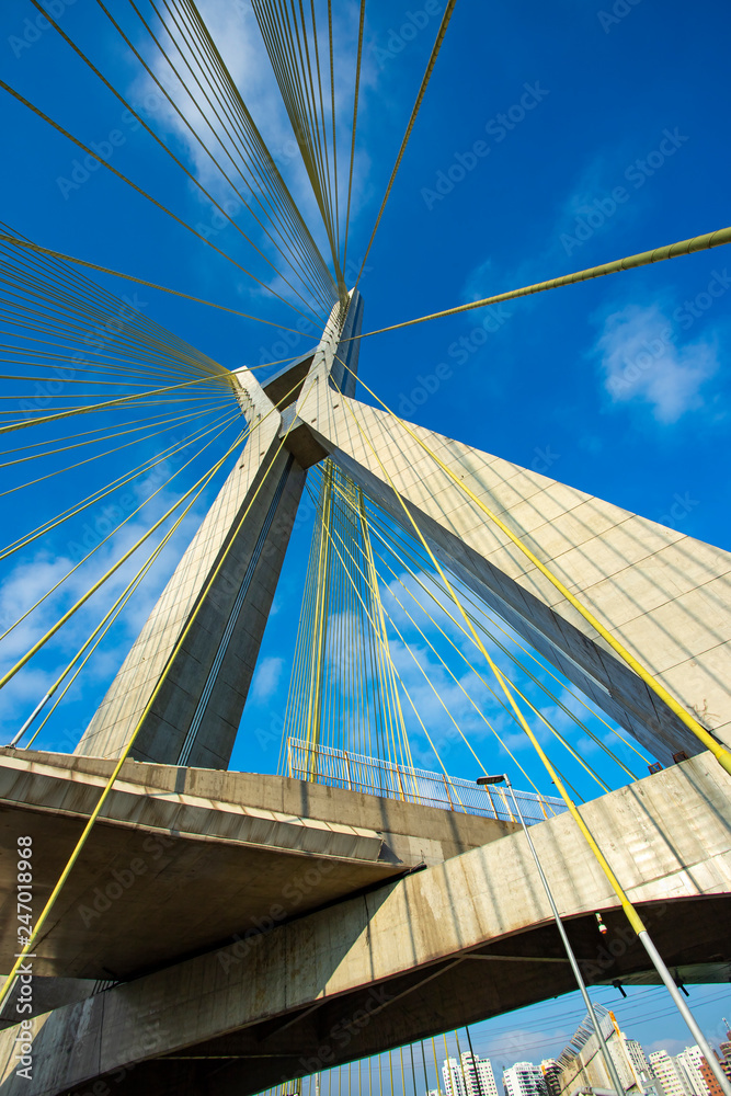 Obraz premium Modern architecture. Modern bridges. Linking two different points. Cable-stayed bridge in the world, Sao Paulo Brazil, South America. 