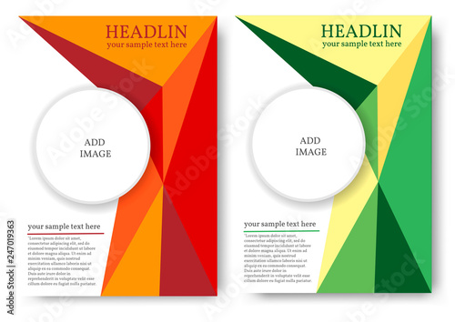 Layout for magazine or book cover with polygonal pattern.