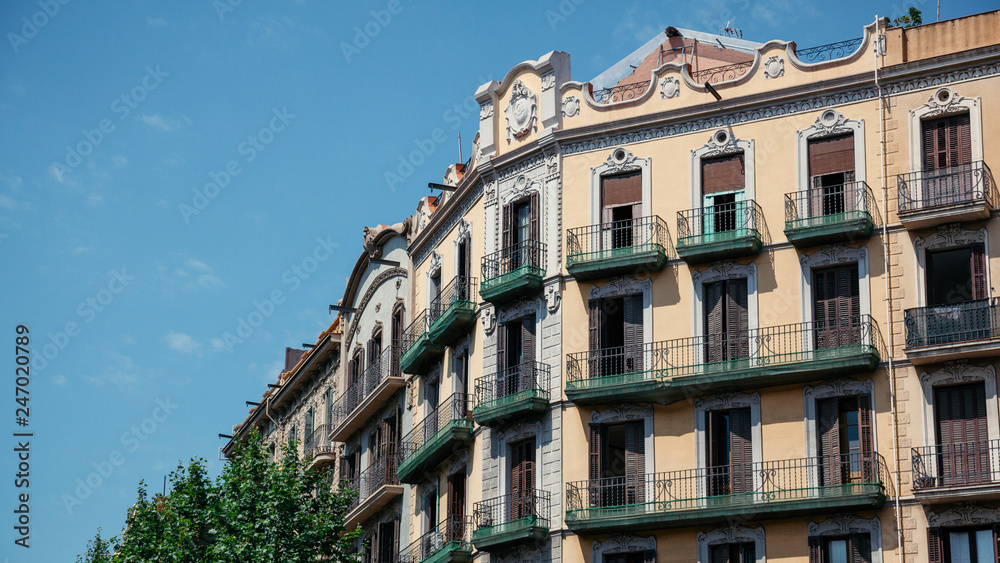 Old building under repair in Barcelona, Spain.