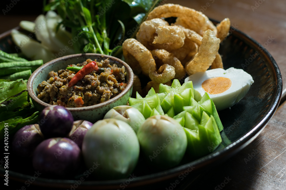 Vegetable stews and Thai chili tamarind paste.