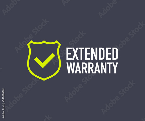 Extended warranty label or sticker. Badge, icon, stamp. Vector illustration.