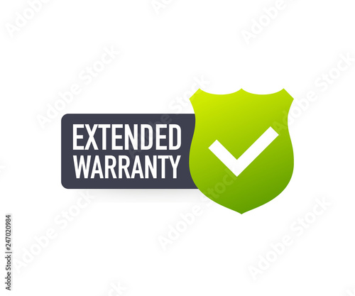 Extended warranty label or sticker. Badge, icon, stamp. Vector illustration. photo