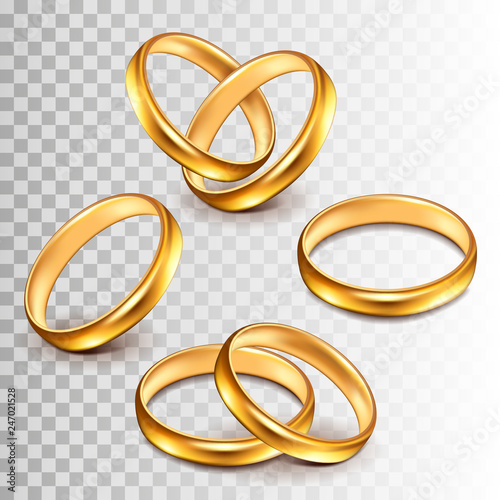 Wedding rings set isolated on white vector illustration