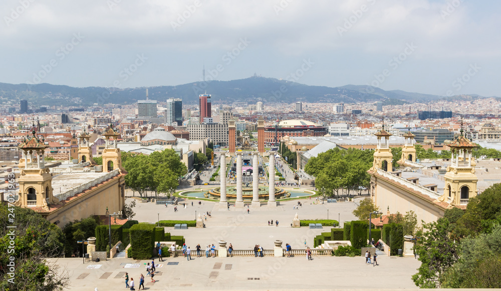 Panorama of Barcelona in spring time