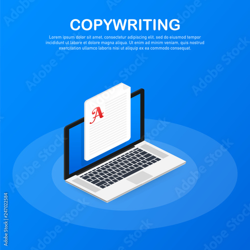 Concept for Copywriting, content development, freelance, blog post. Vector illustration.