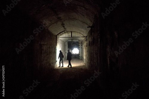 underground bunker, old underground Soviet military bunker under fortification.
