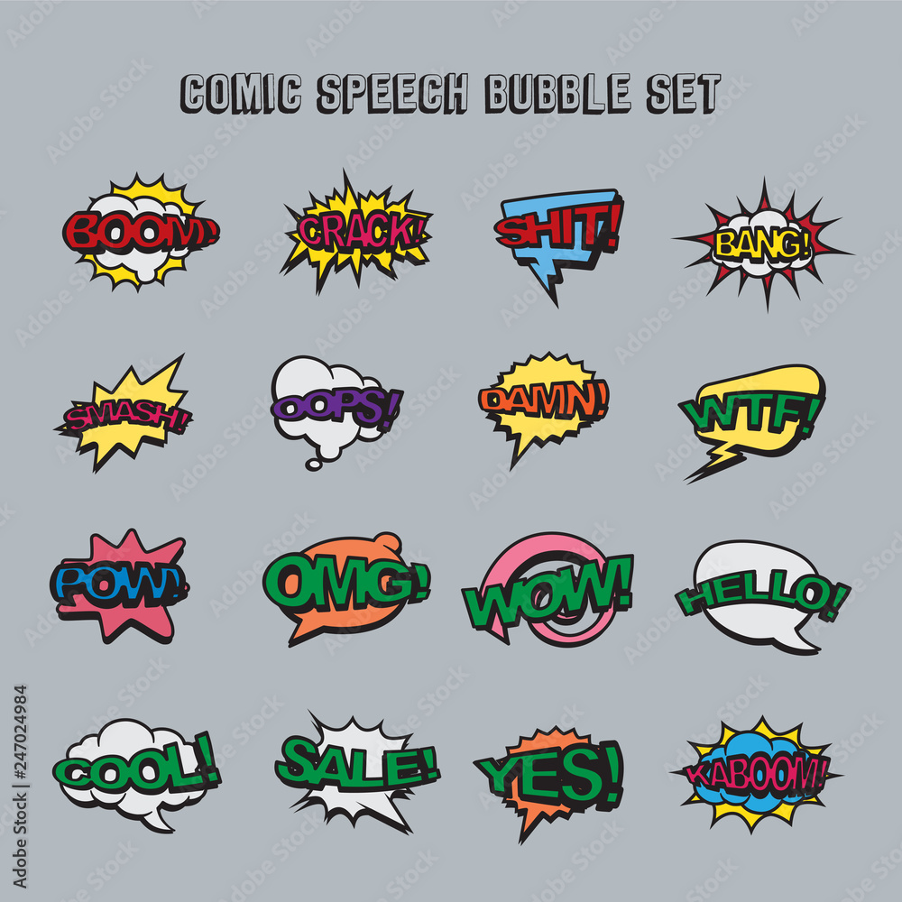 Comic speech bubble vector illustration set. Comic speech bubble vector illustration set.