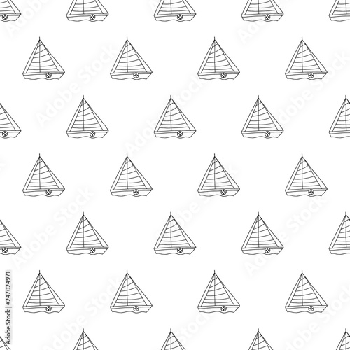 Summer seamless pattern with boat.