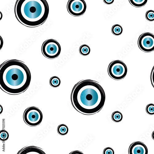 seamless pattern with evil eye in black and turquoise colors