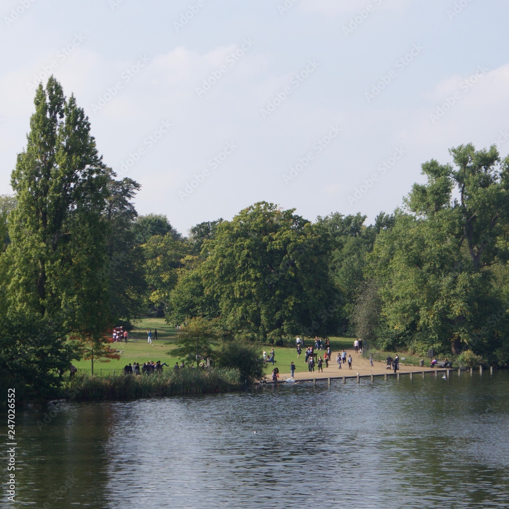 Hyde Park lake in Summer in London UK