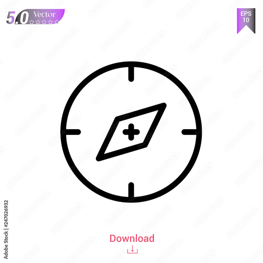 Outline compass icon isolated on white background. Line pictogram. Graphic design, mobile application, logo, user interface. Editable stroke. EPS10 format vector illustration Outline compass icon isolated on white background. Line pictogram. Graphic design, mobile application, logo, user interface. Editable stroke. EPS10 format vector illustration