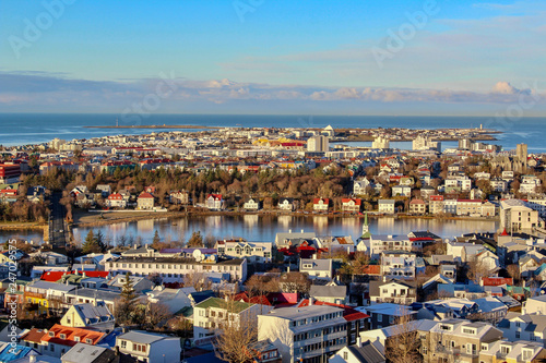 aerial view of Reykjavik Iceland