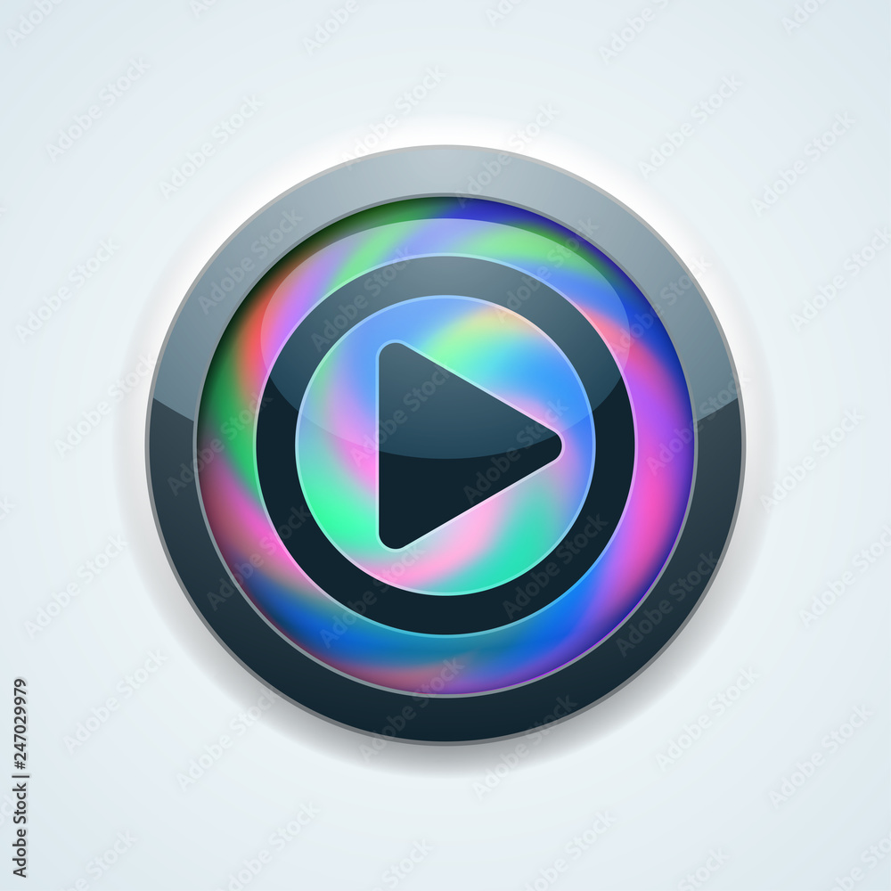 Play Button Holographic Style illustration Play Button Holographic Style illustration