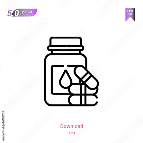 Outline vitamins icon isolated on white background. Line pictogram. Graphic design, mobile application, logo, user interface. Editable stroke. EPS10 format vector illustration