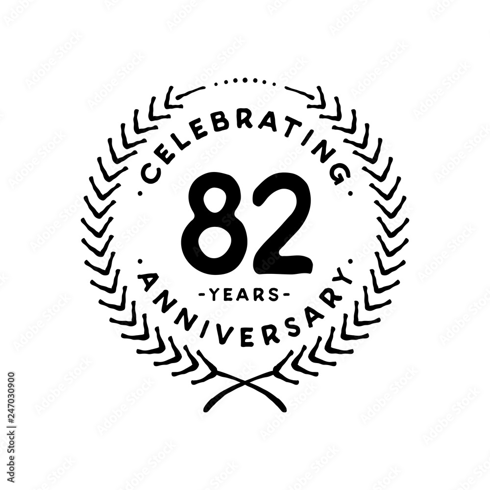 Fototapeta premium 82 years design template. 82nd vector and illustration