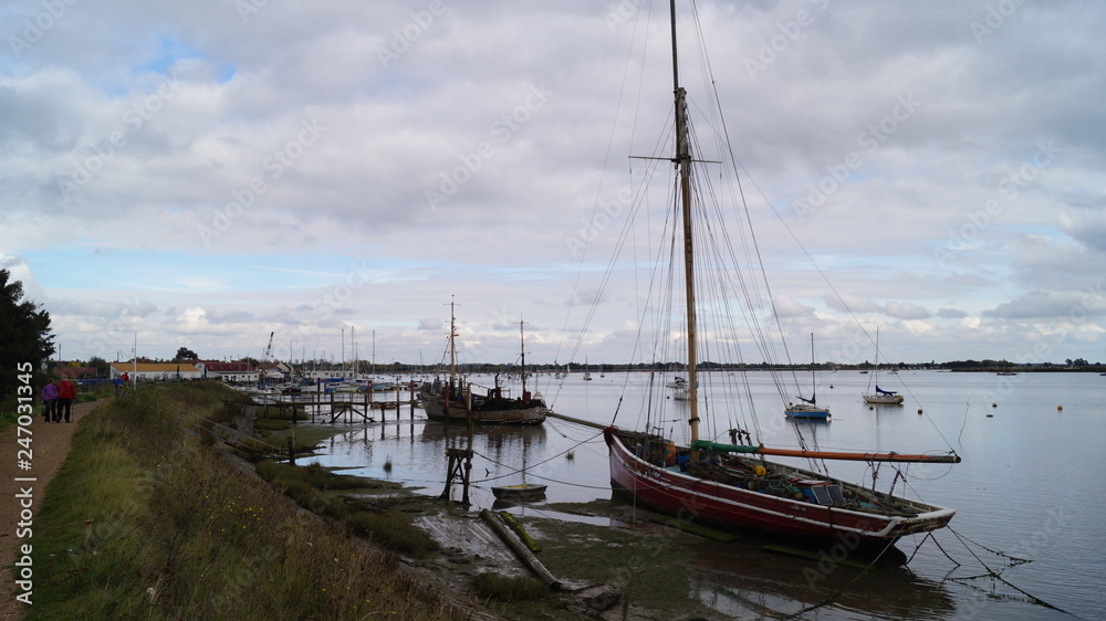 Old Wooden Yachts on Mud Flats in Essex