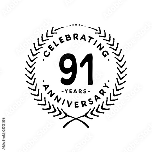 91 years design template. 91st vector and illustration 