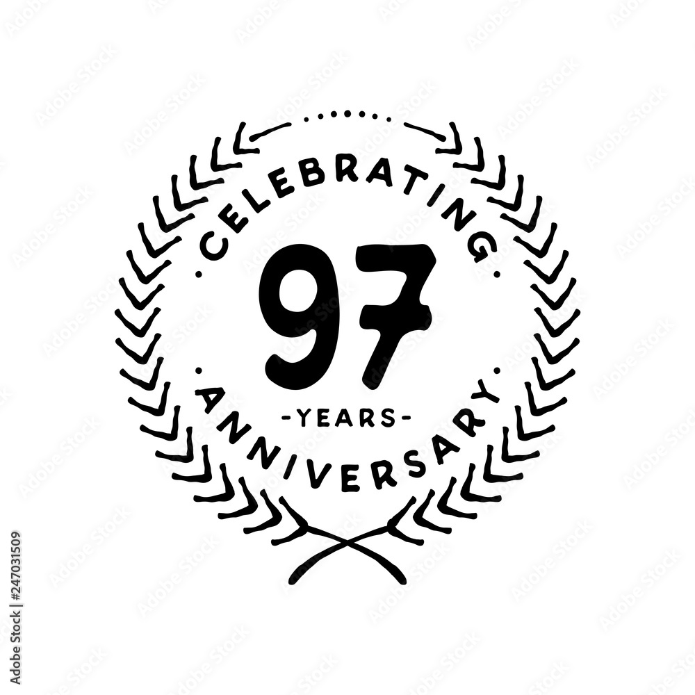Naklejka premium 97 years design template. 97th vector and illustration