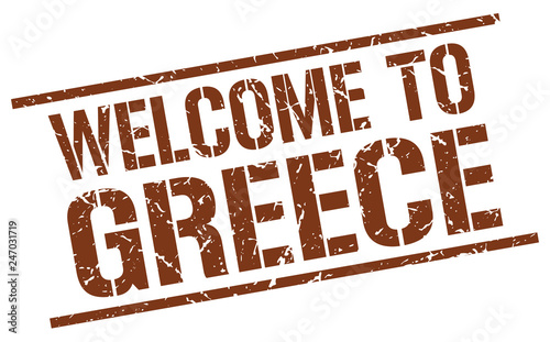 welcome to Greece stamp
