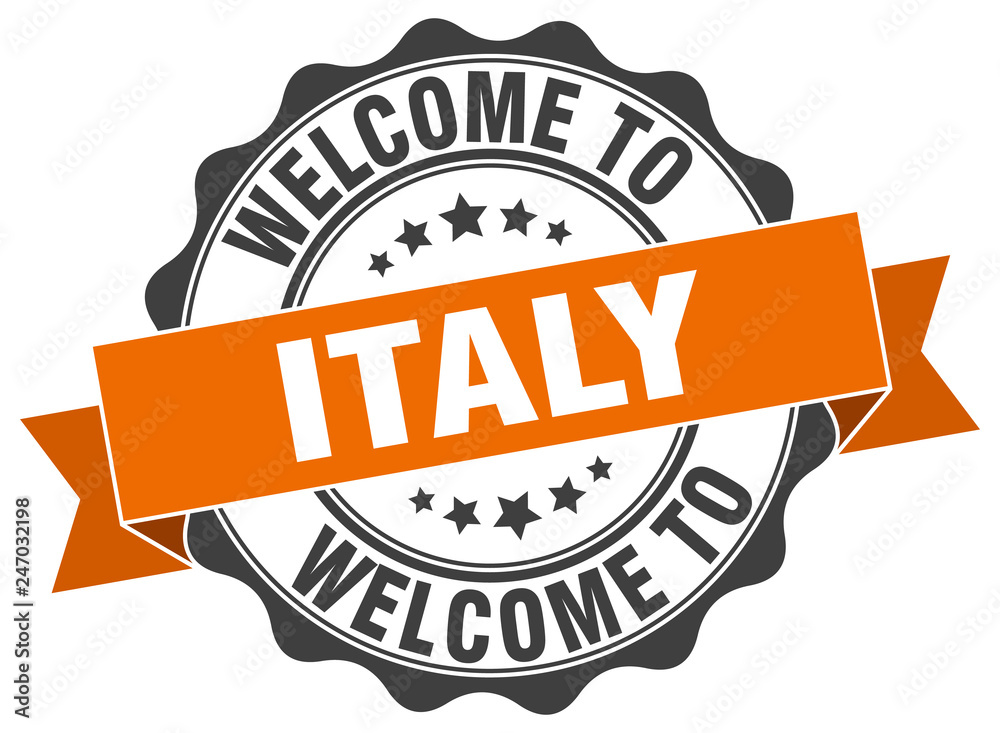 Fototapeta premium Italy round ribbon seal