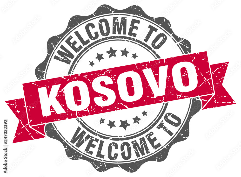 Obraz premium Kosovo round ribbon seal