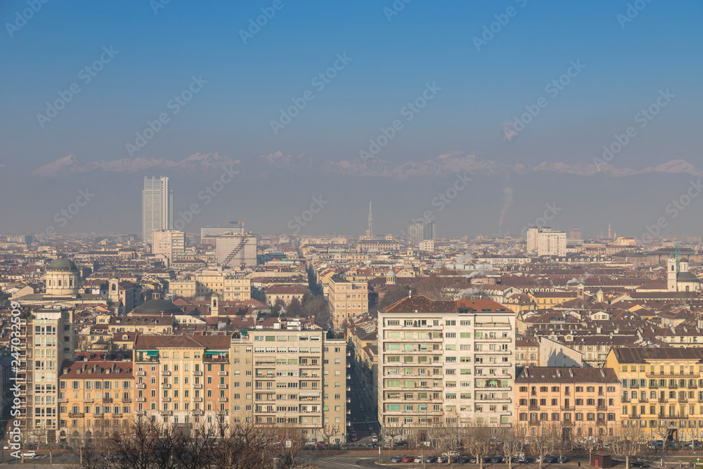 Overview of the city of Turin, seen from the 