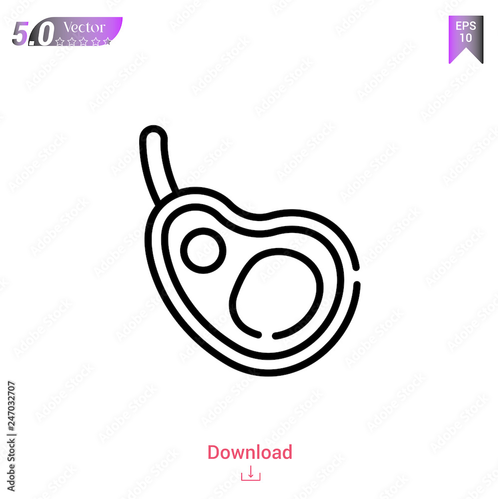 Outline ribs icon isolated on white background. Line pictogram. Graphic design, mobile application, logo, user interface. Editable stroke. EPS10 format vector illustration Outline ribs icon isolated on white background. Line pictogram. Graphic design, mobile application, logo, user interface. Editable stroke. EPS10 format vector illustration