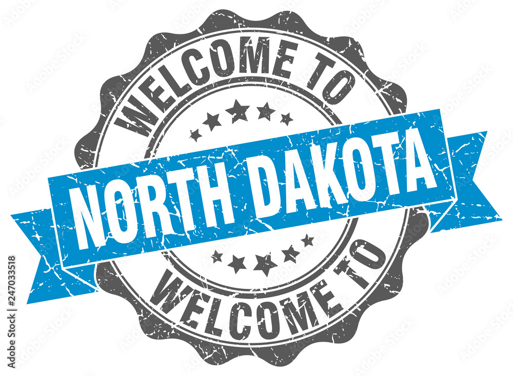 Fototapeta premium North Dakota round ribbon seal