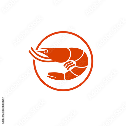 Fresh shrimp for sea food logo vector.