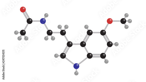 Melatonin vector. Molecular structure vector design. Melatonin hormone