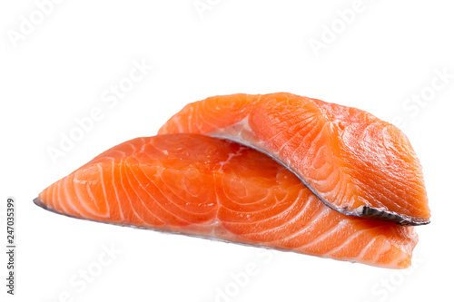 Fresh salmon fish isolated on white background without shadow - Image