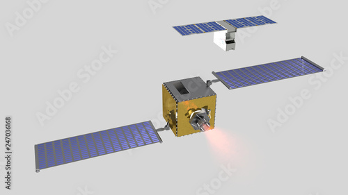 Fototapeta Naklejka Na Ścianę i Meble -  Satellite Dart Liciacube progettato per la nuova missione spaziale prevista per il 2021, 3D rendering su fondo neutro