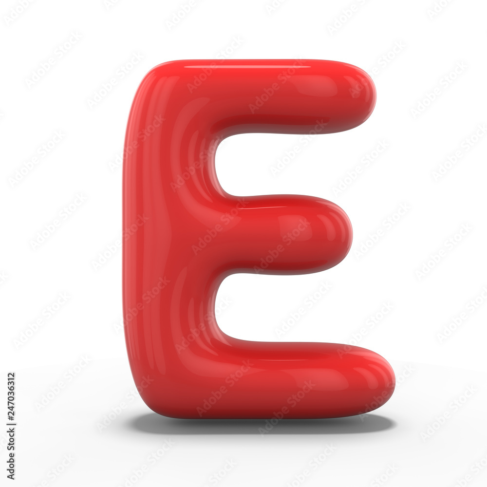 Letter E made of inflatable balloon isolated on white background. 3D Letter E made of inflatable balloon isolated on white background. 3D