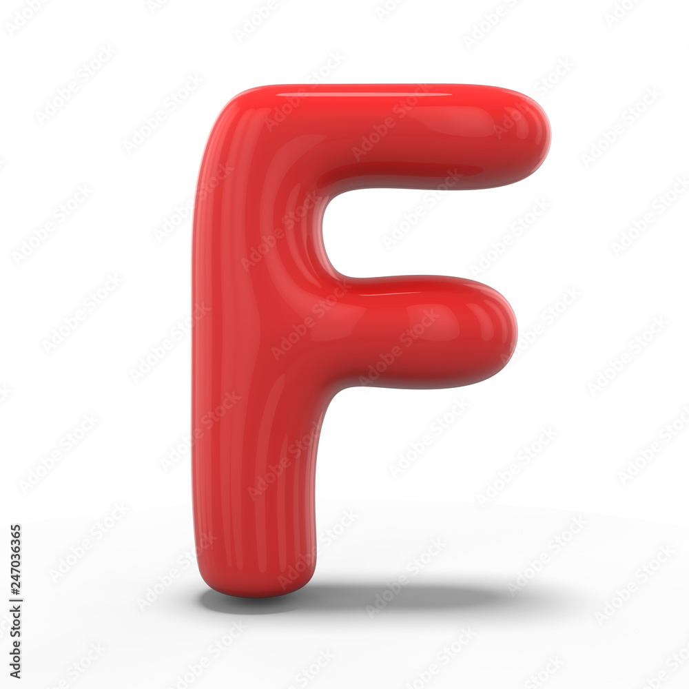 Letter F made of inflatable balloon isolated on white background. 3D Letter F made of inflatable balloon isolated on white background. 3D