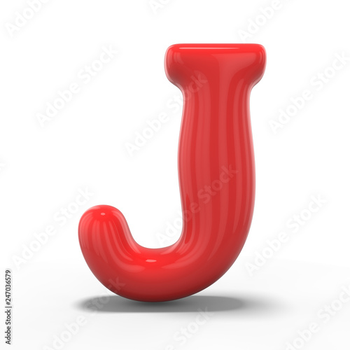 Letter J made of inflatable balloon isolated on white background. 3D