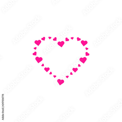 Confetti cover. Frame from hearts. White background. Love Vector Design  Heart Logo Illustration